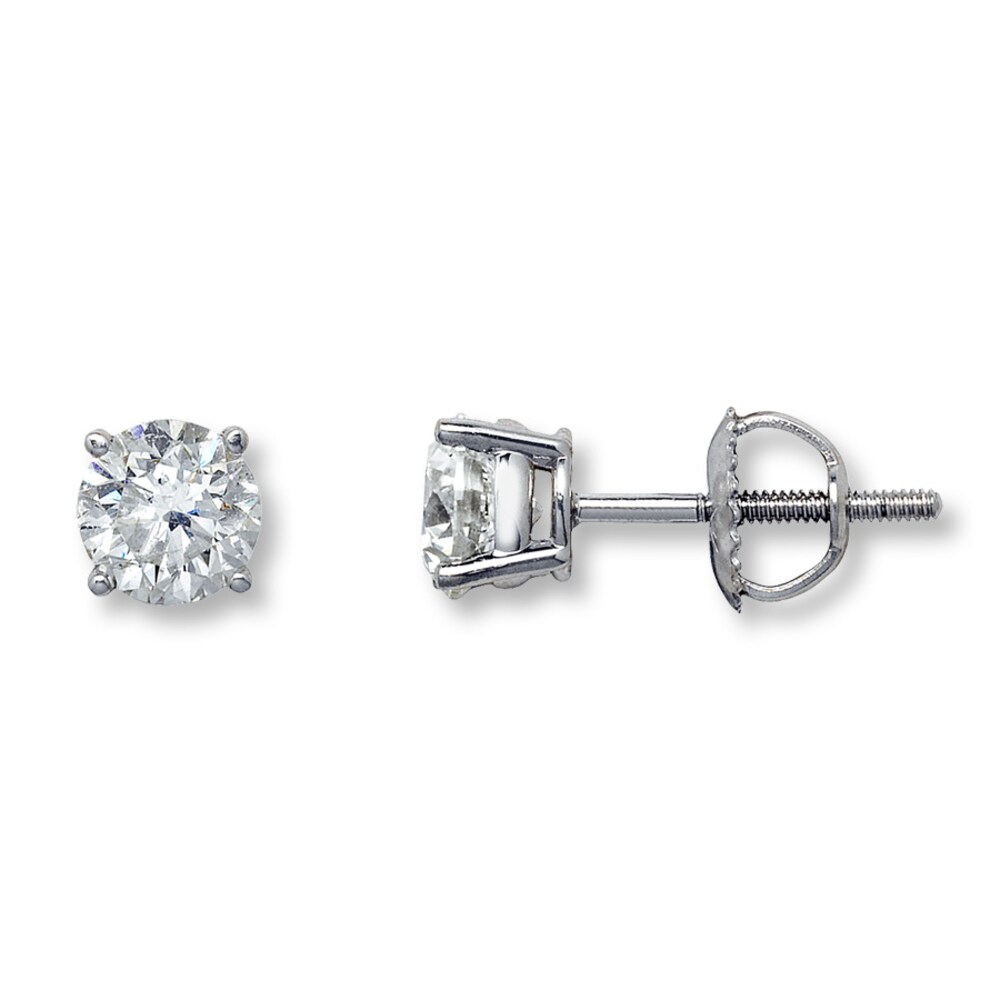 Certified Diamonds 1-1/2 ct tw Round-cut 18K White Gold Earrings (I1/I) HjkNU6oM