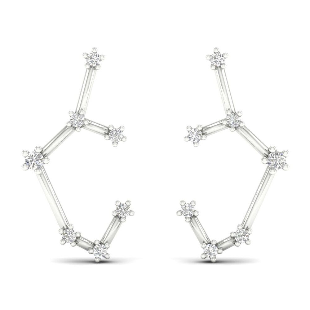 Diamond Sagittarius Constellation Earrings 1/8 ct tw Round 14K White Gold HkhCWQ0v