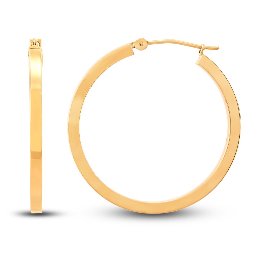 Polished Square Tube Hoop Earrings 14K Yellow Gold Hkn8WObP