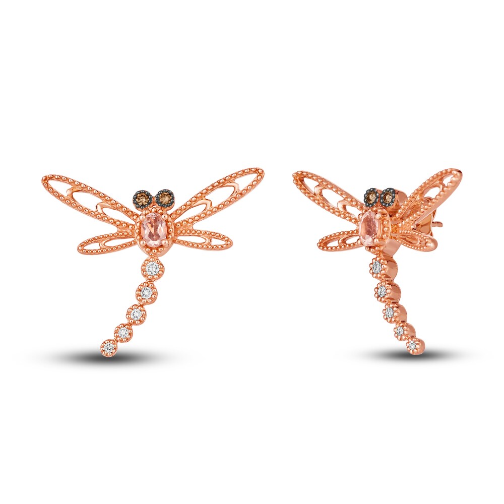 Le Vian Natural Morganite Dragonfly Stud Earrings 1/6 ct tw Diamonds 14K Strawberry Gold HlApqkjG