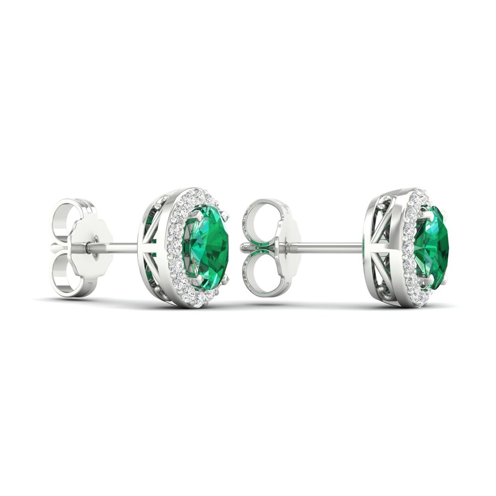 Lab-Created Emerald & Lab-Created White Sapphire Stud Earrings 10K White Gold HnPq4ts8