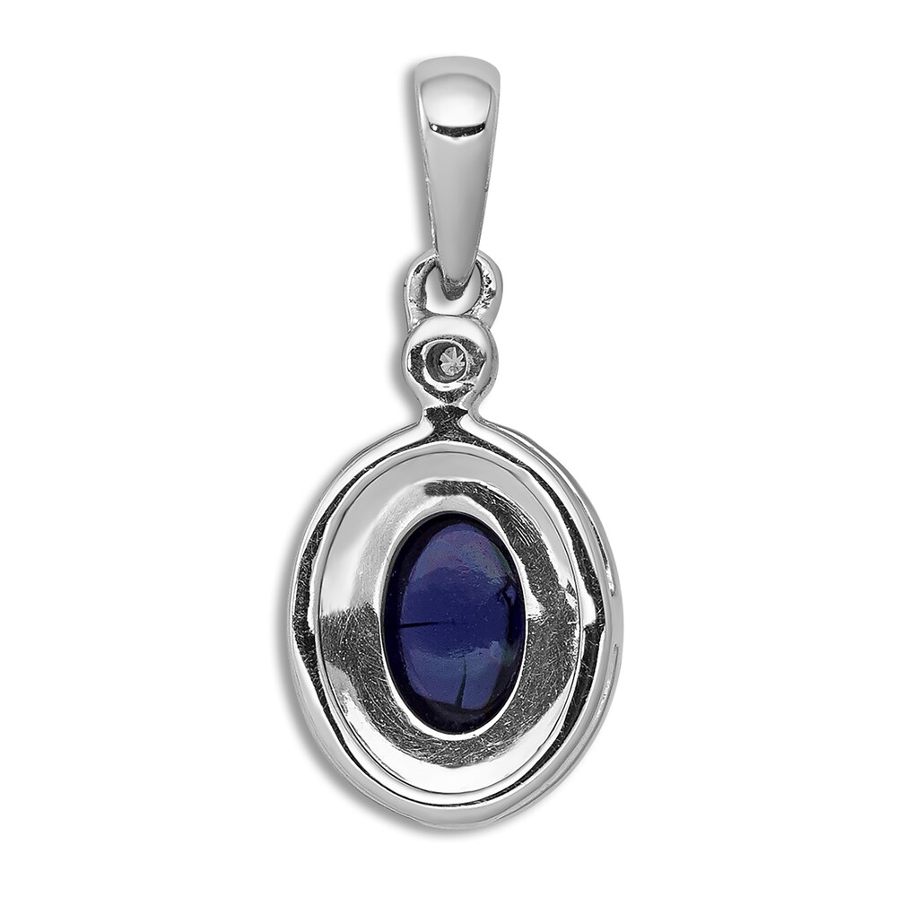 Natural Blue Sapphire Charm 1/10 ct tw Diamonds 14K White Gold HoXkhM7g