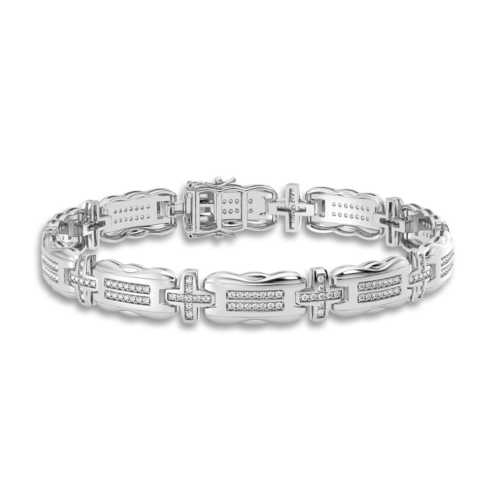 Men's Diamond Bracelet 1 ct tw Round 14K White Gold 8.5" HokRnw96