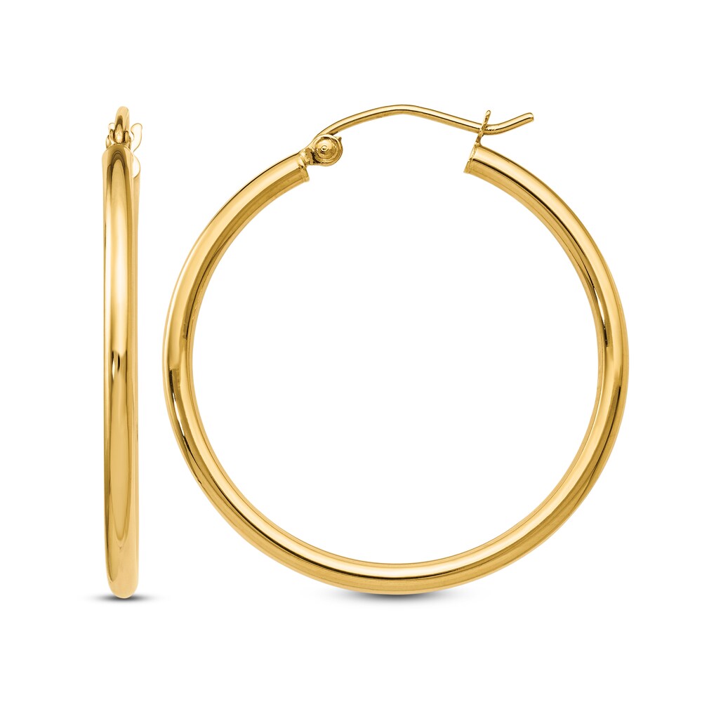 Polished Hoop Earrings 14K Yellow Gold HtGsAwCQ