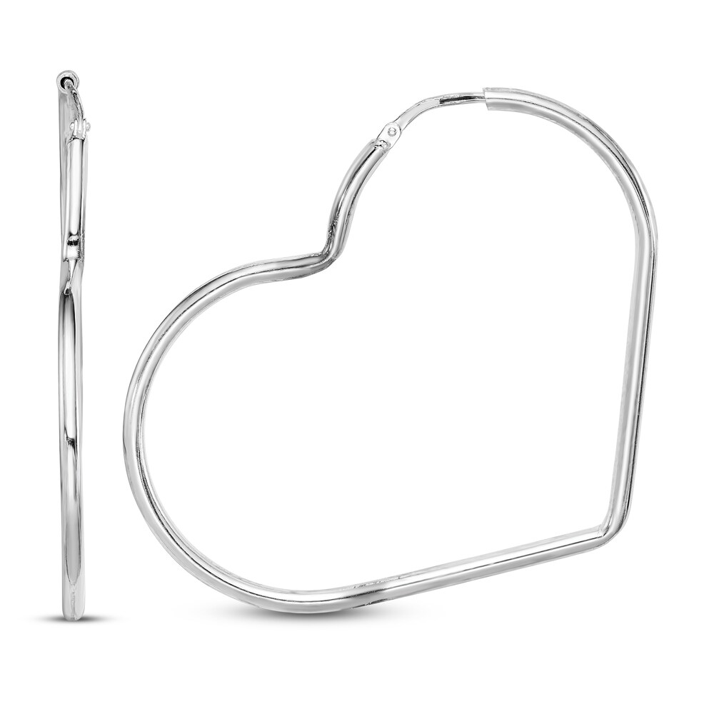 Heart Hoop Earrings Sterling Silver 45mm HxLUp7xM