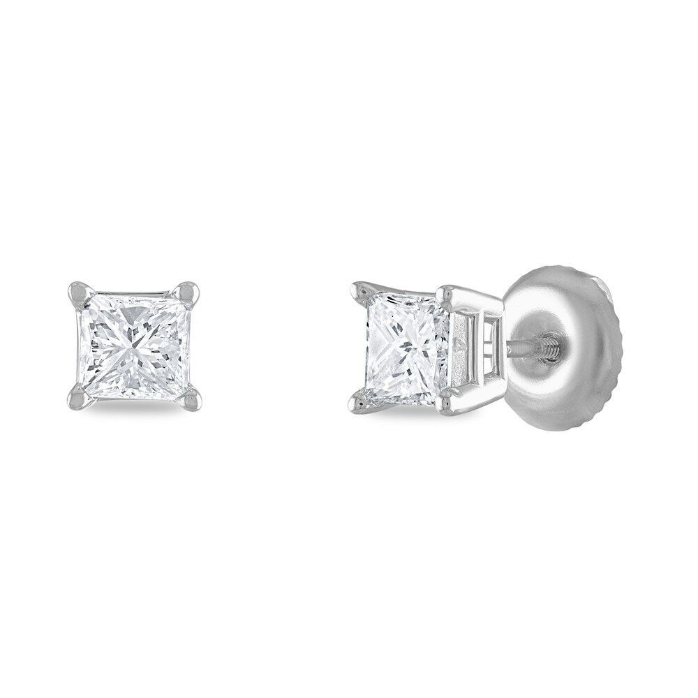 Certified Diamond Solitaire Earrings 3/4 ct tw Princess 14K White Gold (I1/I) HyHSAzhm
