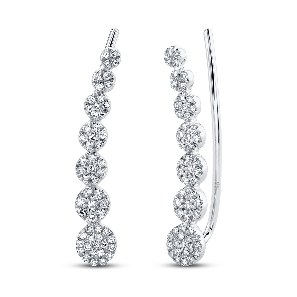 Shy Creation Earring Climbers 1/4 ct tw Diamonds 14K White Gold SC55002407 Hykk6hEz