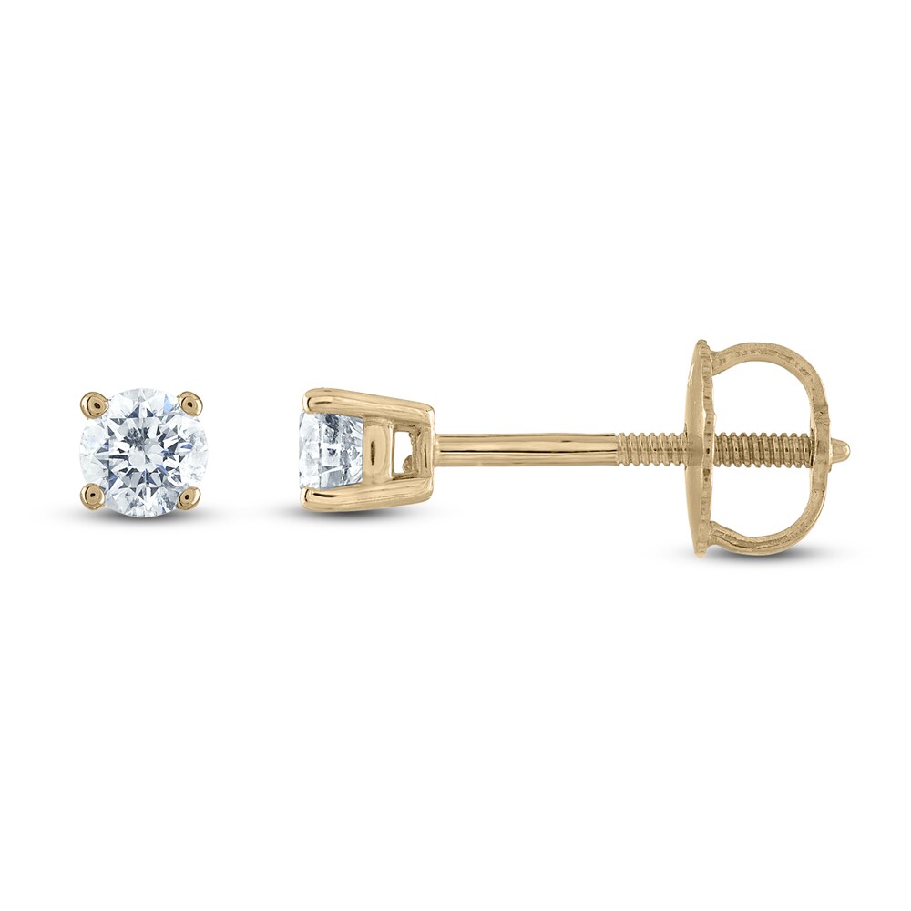 Diamond Solitaire Stud Earrings 1/3 ct tw Round 14K Yellow Gold (I1/I) I497LBjN