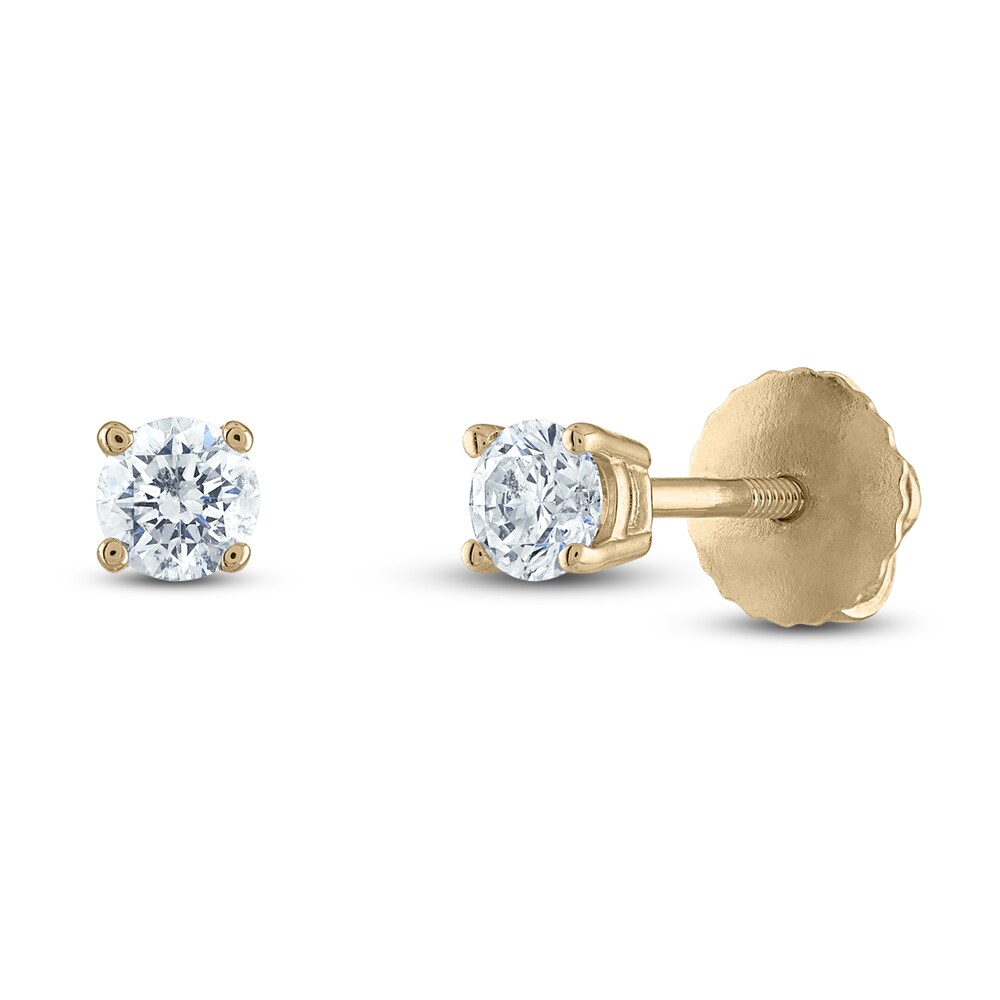 Diamond Solitaire Stud Earrings 1/3 ct tw Round 14K Yellow Gold (I1/I) I497LBjN