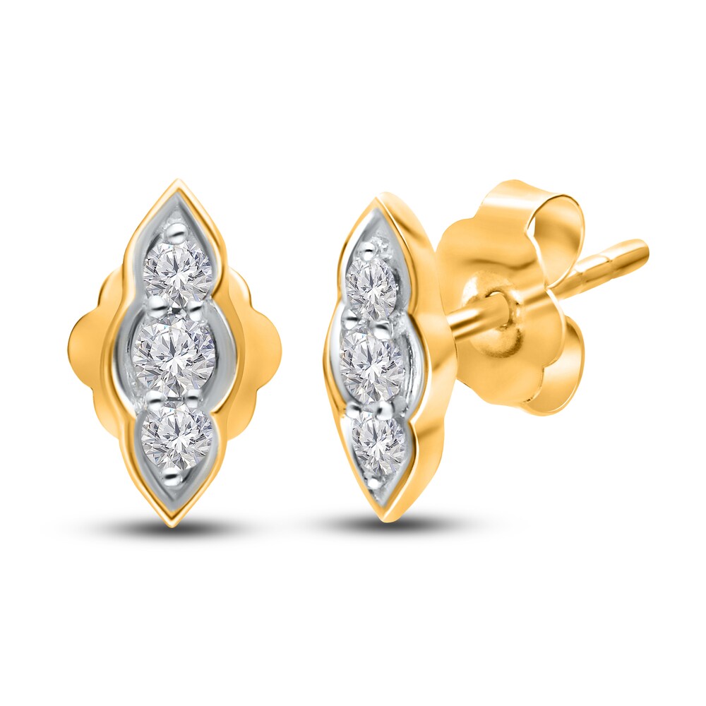 Kallati Diamond Earrings 1/6 ct tw Round 14K Yellow Gold I8to3SJi
