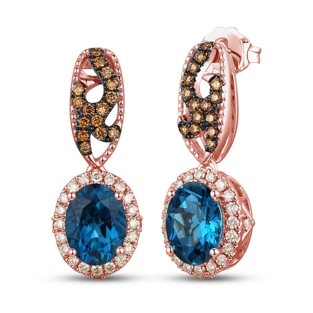Le Vian Natural Blue Topaz Earrings 1/2 ct tw Diamonds 14K Strawberry Gold IIEb6QZ1