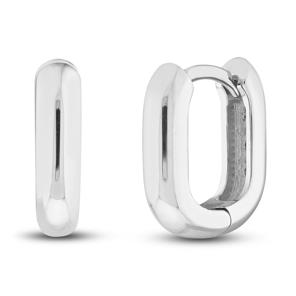 Huggie Earrings 14K White Gold 12mm INl6lKPE