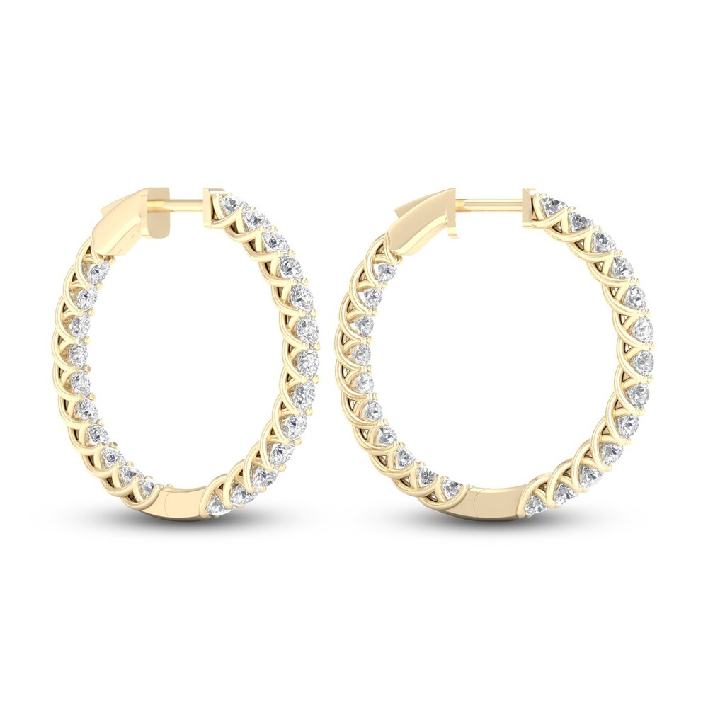 Lab-Created Diamond Hoop Earrings 3 ct tw Round 14K Yellow Gold IO9je3Qg
