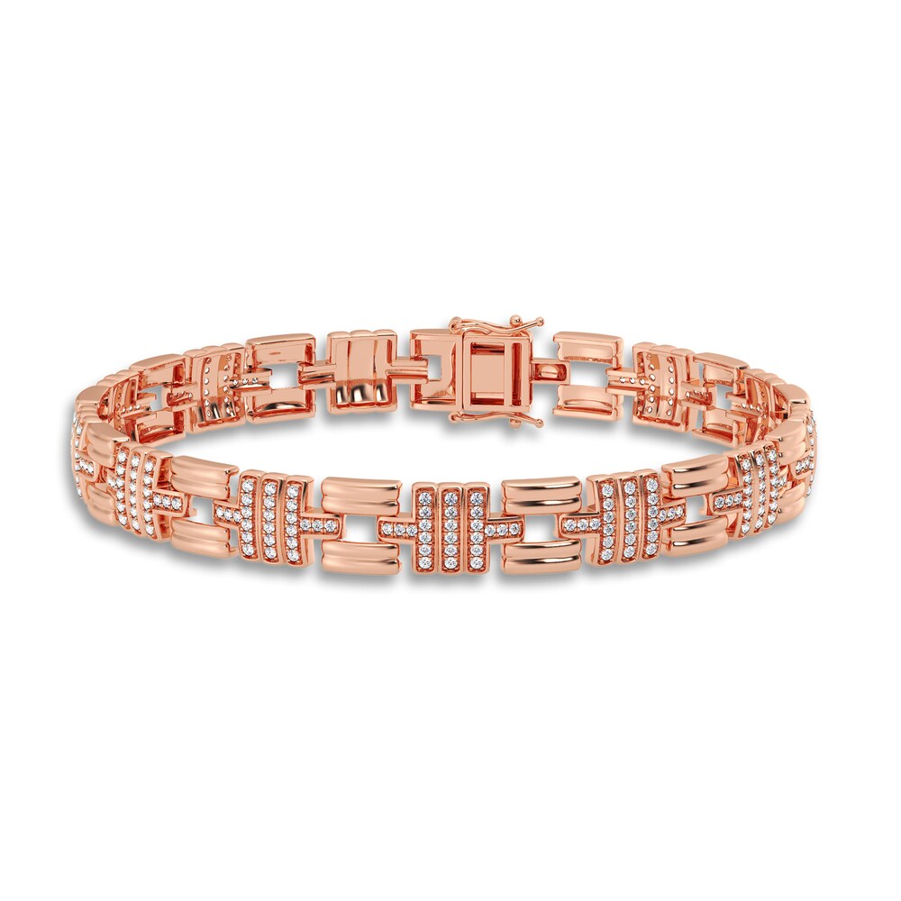 Men's Diamond Bracelet 1 ct tw 14K Rose Gold 8.5" IPollv7U