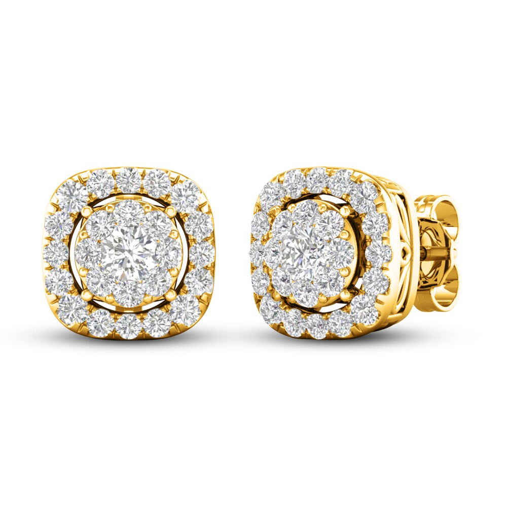 Lab-Created Diamond Halo Earrings 1 ct tw Round 14K Yellow Gold IVV6IPRI