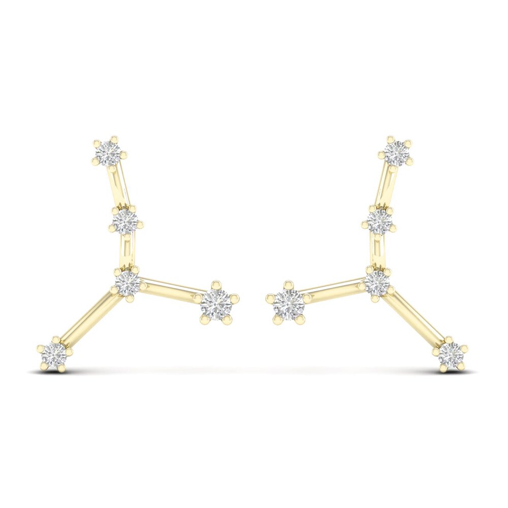 Diamond Cancer Constellation Earrings 1/8 ct tw Round 14K Yellow Gold IX7iaHFV