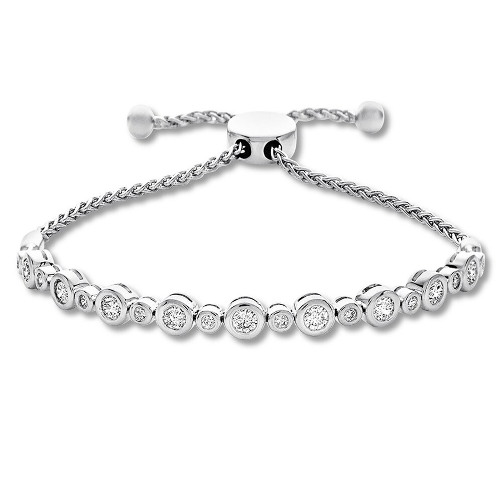 Diamond Bolo Bracelet 1 ct tw Bezel-set Round Sterling Silver IaltEZip