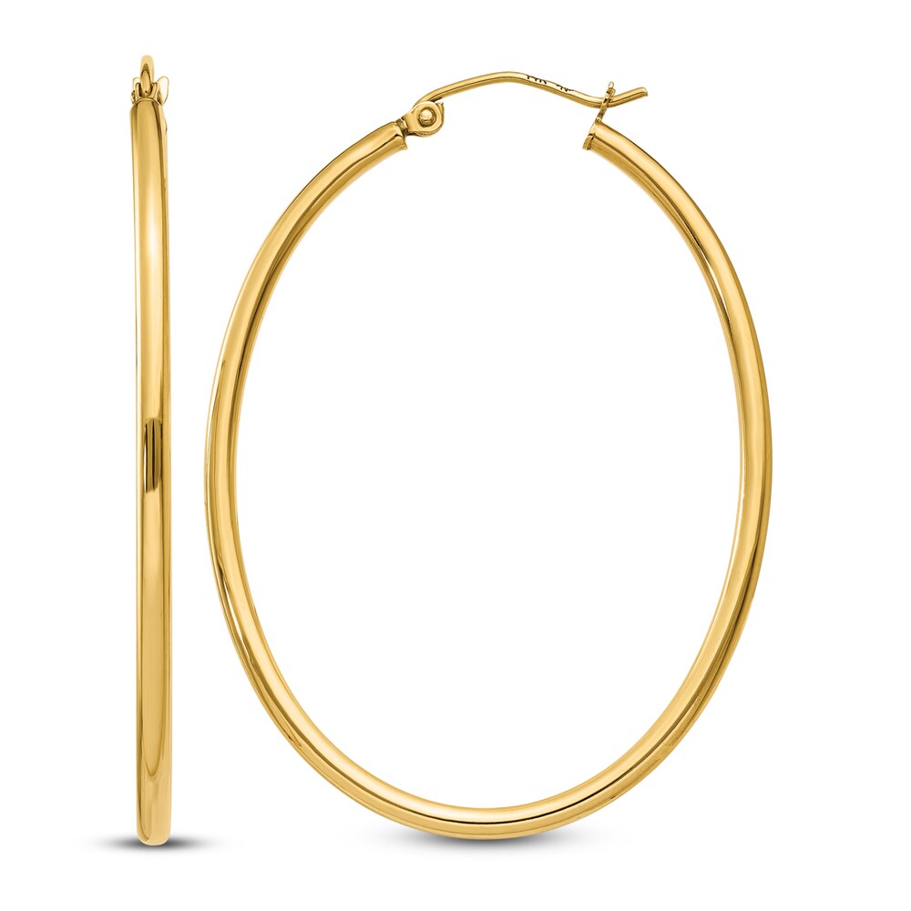 Polished Oval Hoop Earrings 14K Yellow Gold Ib1NAZwc