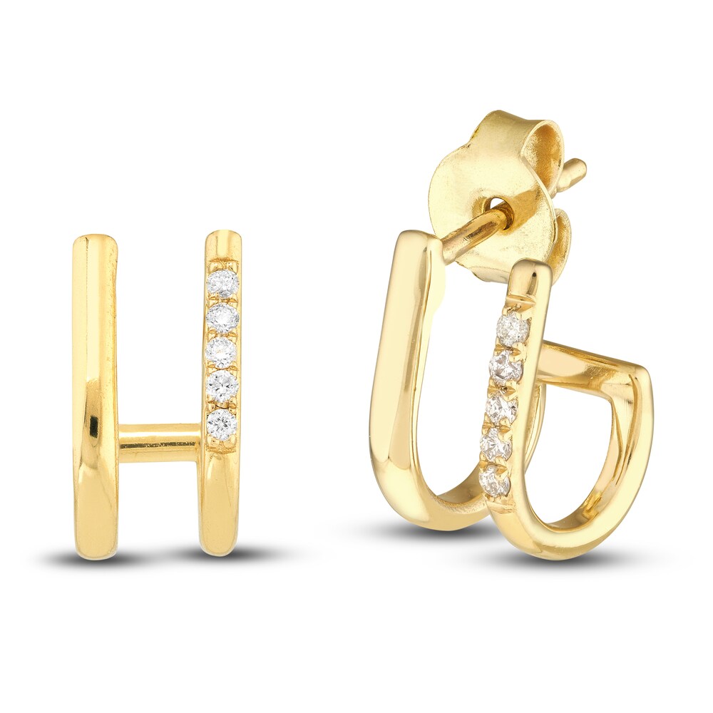 Diamond J Huggie Earrings 1/15 ct tw Round 14K Yellow Gold IcgUKZbr