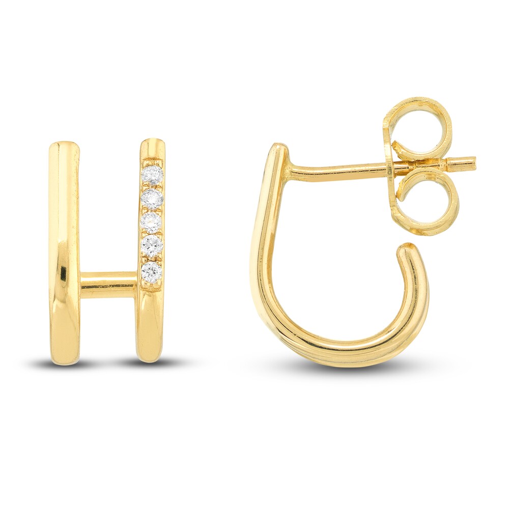 Diamond J Huggie Earrings 1/15 ct tw Round 14K Yellow Gold IcgUKZbr