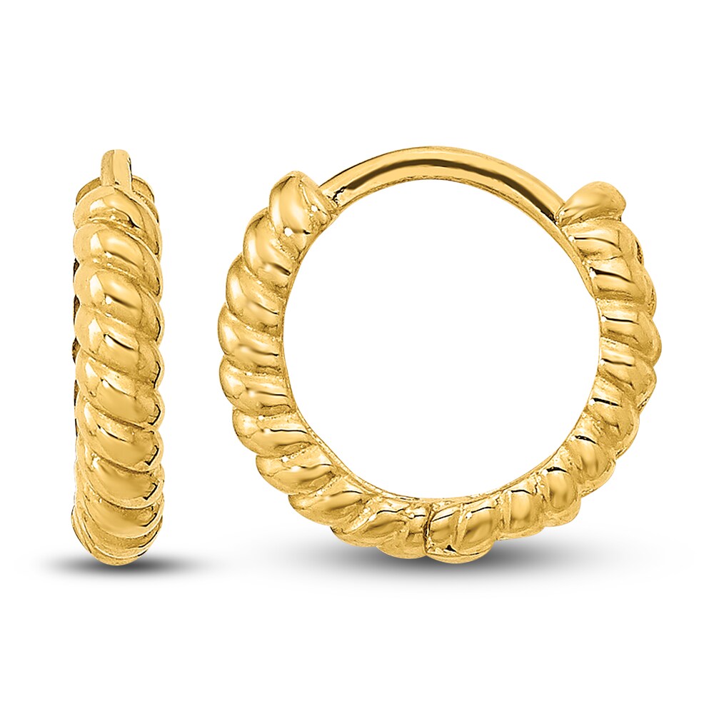 Twisted Hoop Earrings 14K Yellow Gold 10mm IdFokoCY