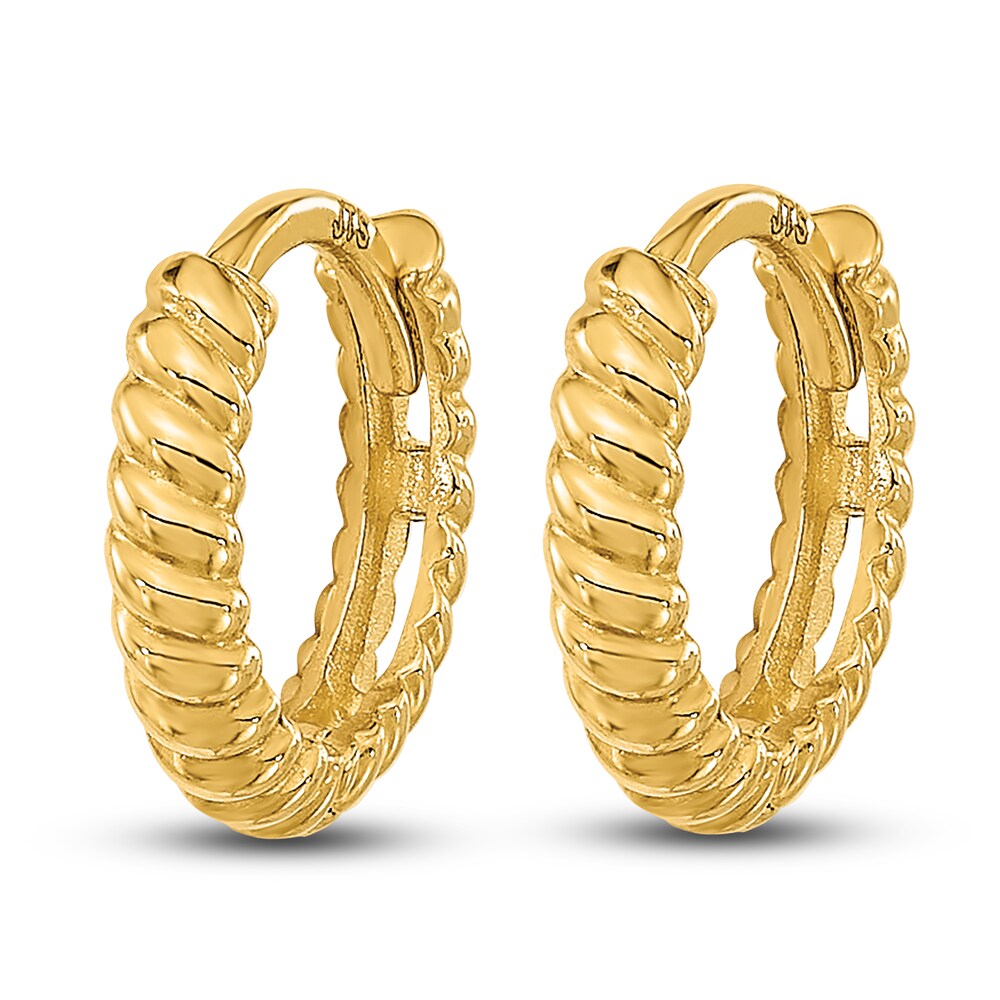 Twisted Hoop Earrings 14K Yellow Gold 10mm IdFokoCY