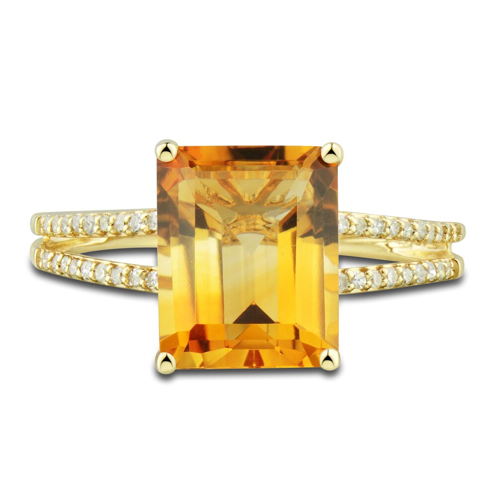 Natural Citrine Ring, Earring & Necklace Set 1/5 ct tw Emerald 10K Yellow Gold Ie2kdPXR