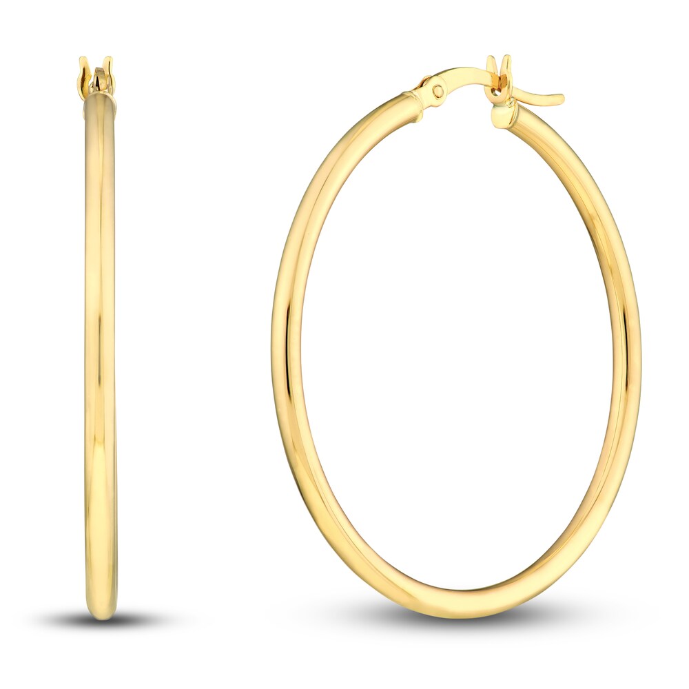 Polished Hoop Earrings 14K Yellow Gold 35mm Ikf8jJWF