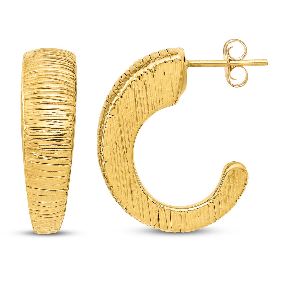 Textured J-hoop Earrings 14K Yellow Gold InKeXPXW