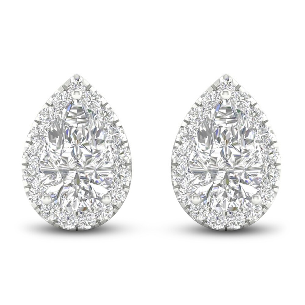 Diamond Stud Earrings 1/2 ct tw Round/Pear-shaped 14K White Gold IvYsWBnh