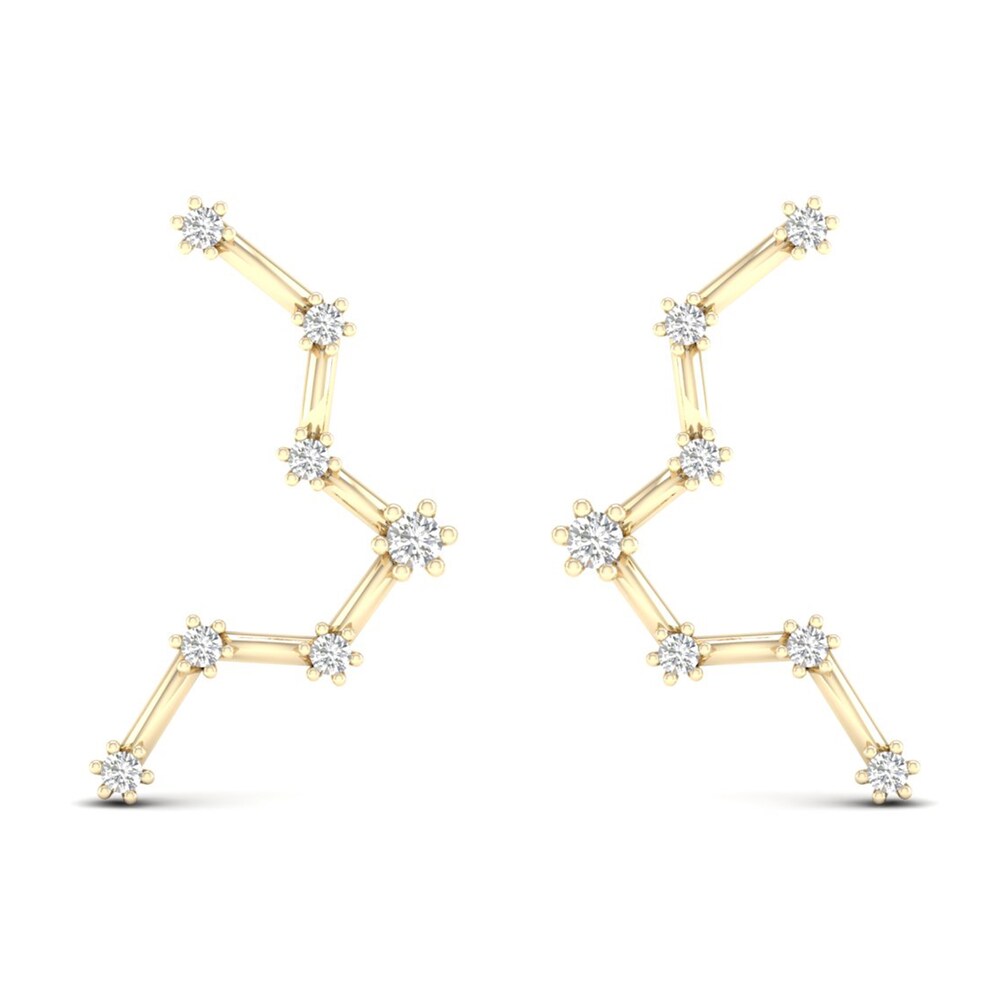 Diamond Pisces Constellation Earrings 1/8 ct tw Round 14K Yellow Gold Iz75aAZ8
