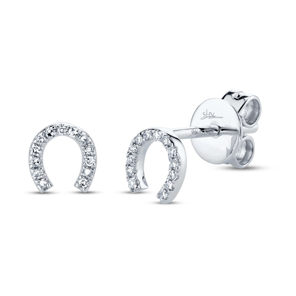 Shy Creation Horseshoe Earrings Diamond Accents 14K White Gold SC55002889 J1dwHhzv