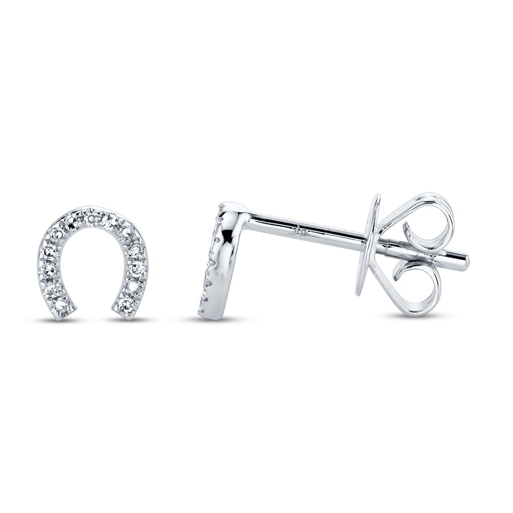 Shy Creation Horseshoe Earrings Diamond Accents 14K White Gold SC55002889 J1dwHhzv