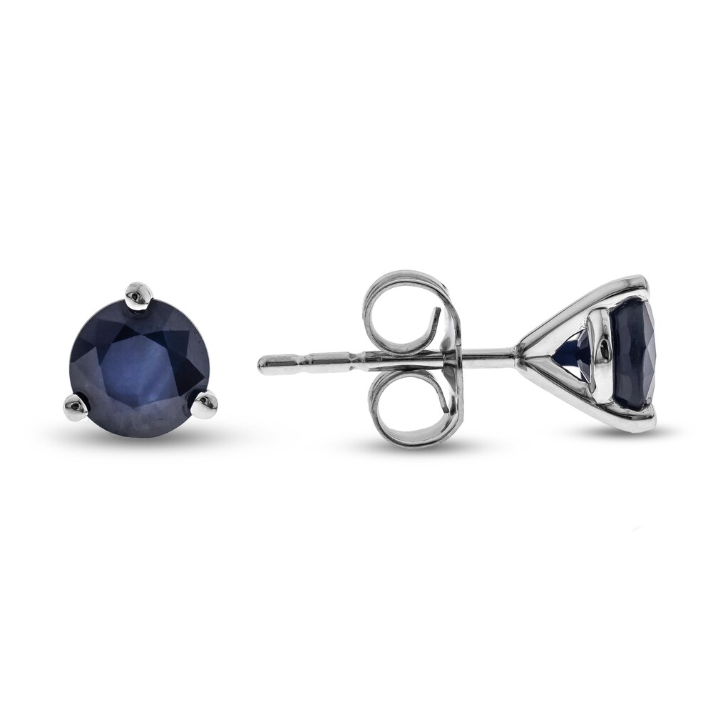 Natural Blue Sapphire Martini Stud Earrings 14K White Gold J1k1kGPR