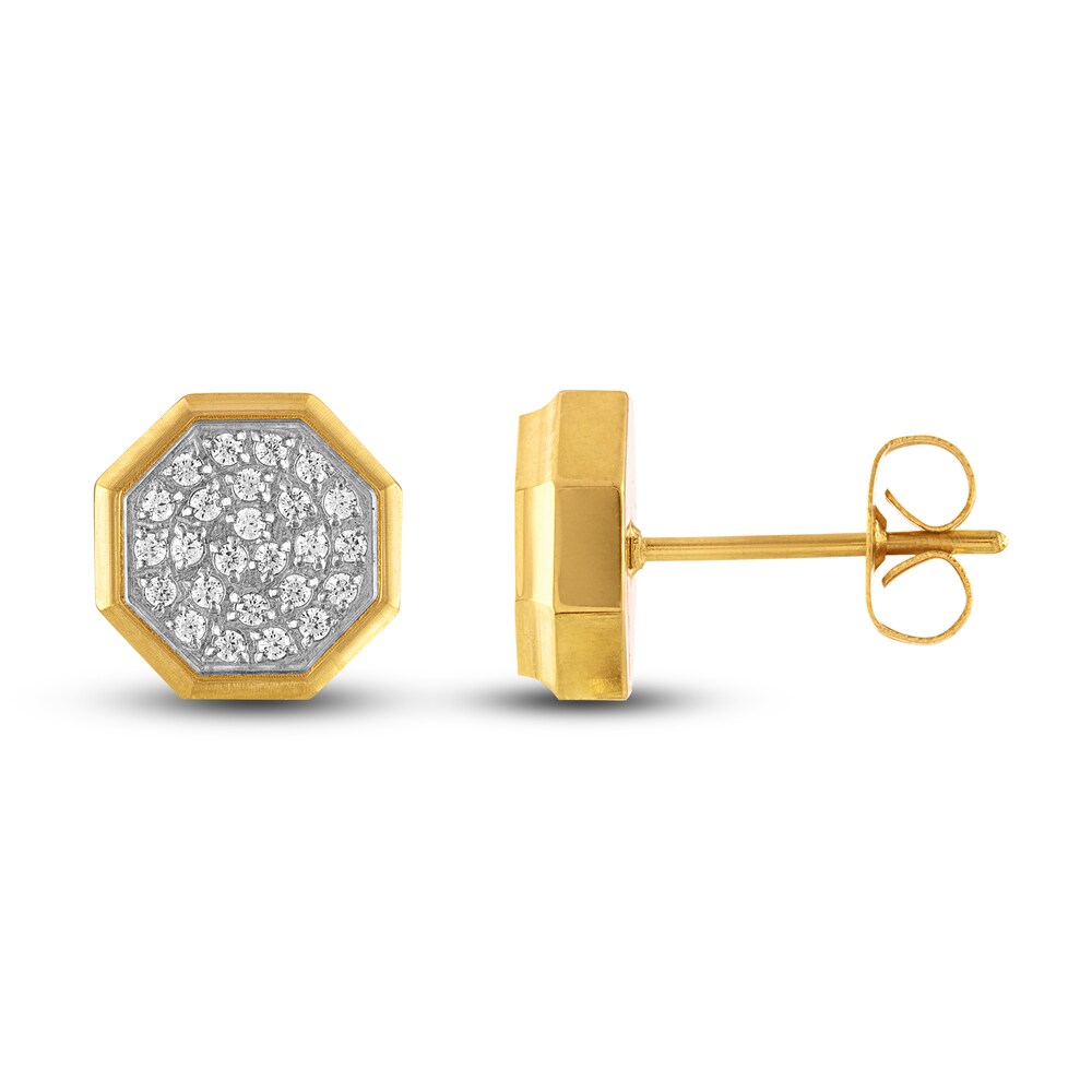 Men's Diamond Earrings 1/4 ct tw Round Yellow Ion-Plated Stainless Steel J7q7CfqK