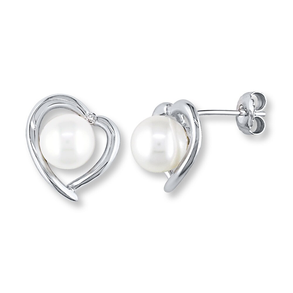 Cultured Pearl Earrings 1/20 ct tw Diamonds Sterling Silver JDtCK3SJ