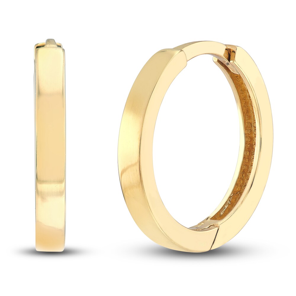 Polished Square Huggie Earrings 14K Yellow Gold 14.25mm JKO57KmR