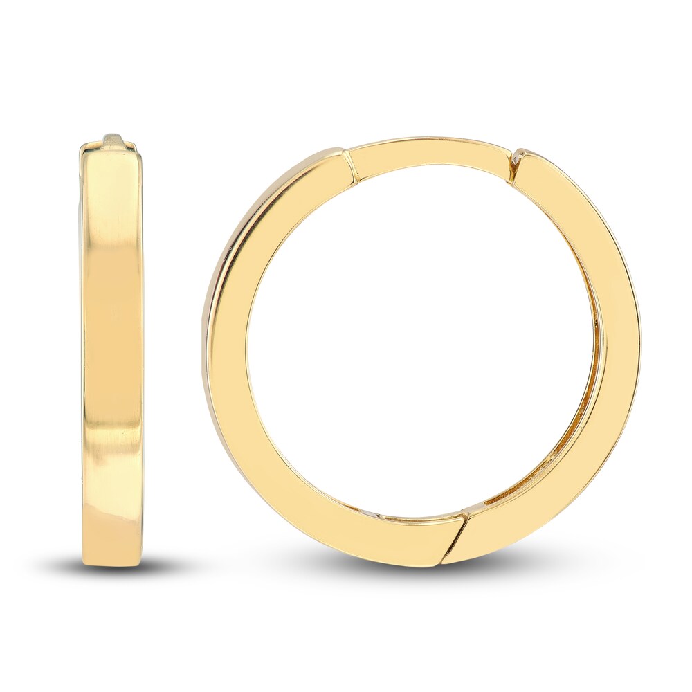 Polished Square Huggie Earrings 14K Yellow Gold 14.25mm JKO57KmR