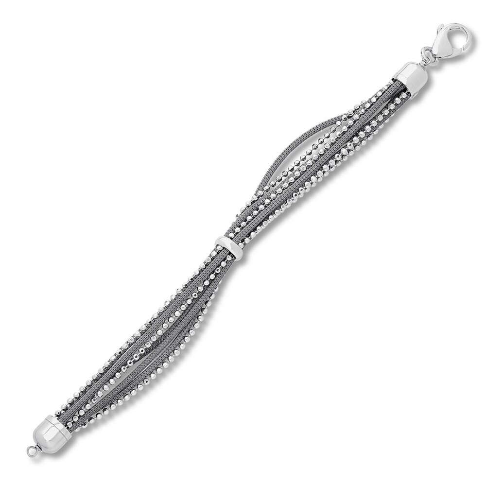 Mesh Bracelet Black Ruthenium-Plated Sterling Silver 7.5" JNnnF1lx