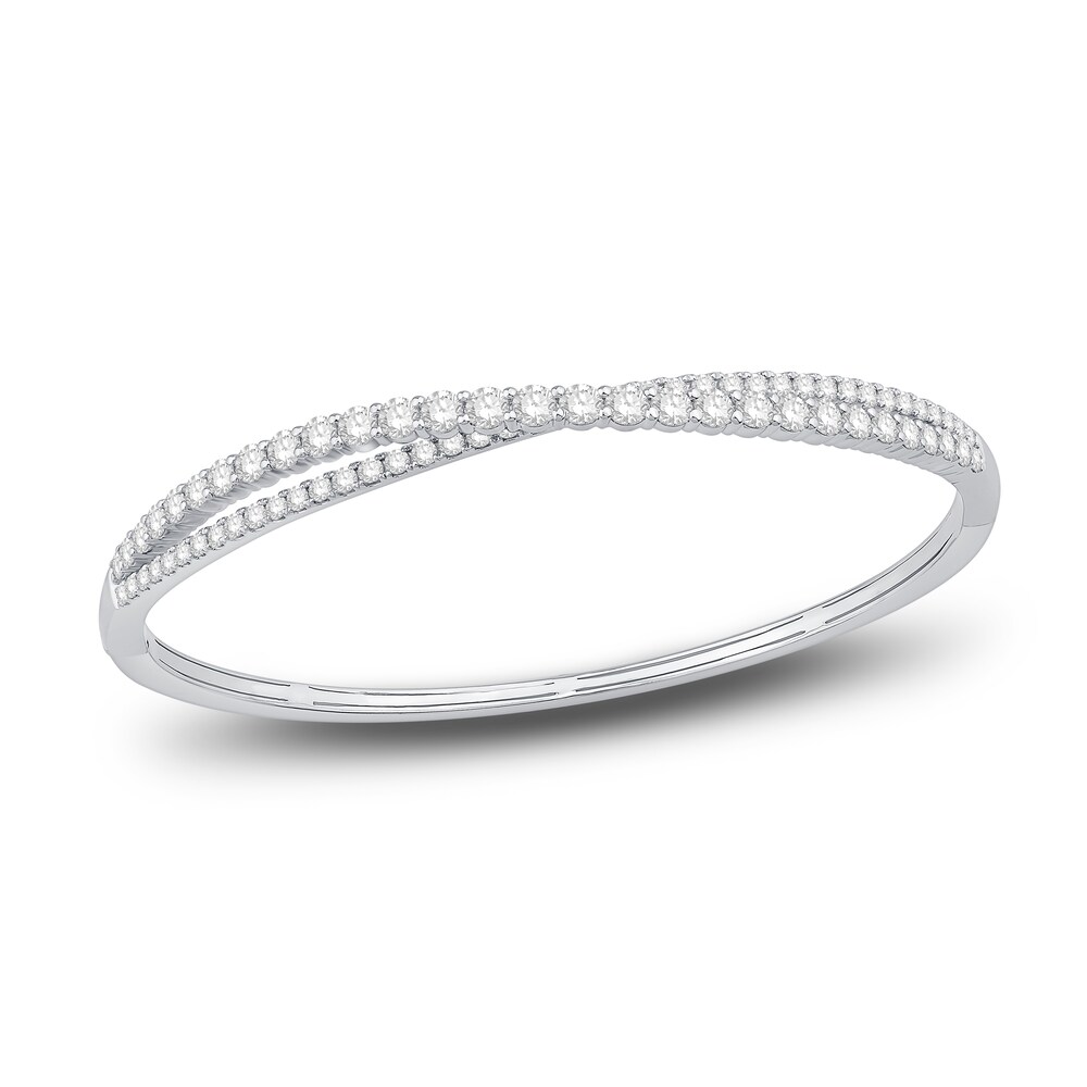 Diamond Twisted Bangle Bracelet 3 ct tw Round 14K White Gold JQLouZO8