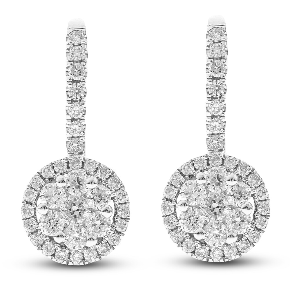 Diamond Earrings 1/2 ct tw Round 14K White Gold JSknZFfI