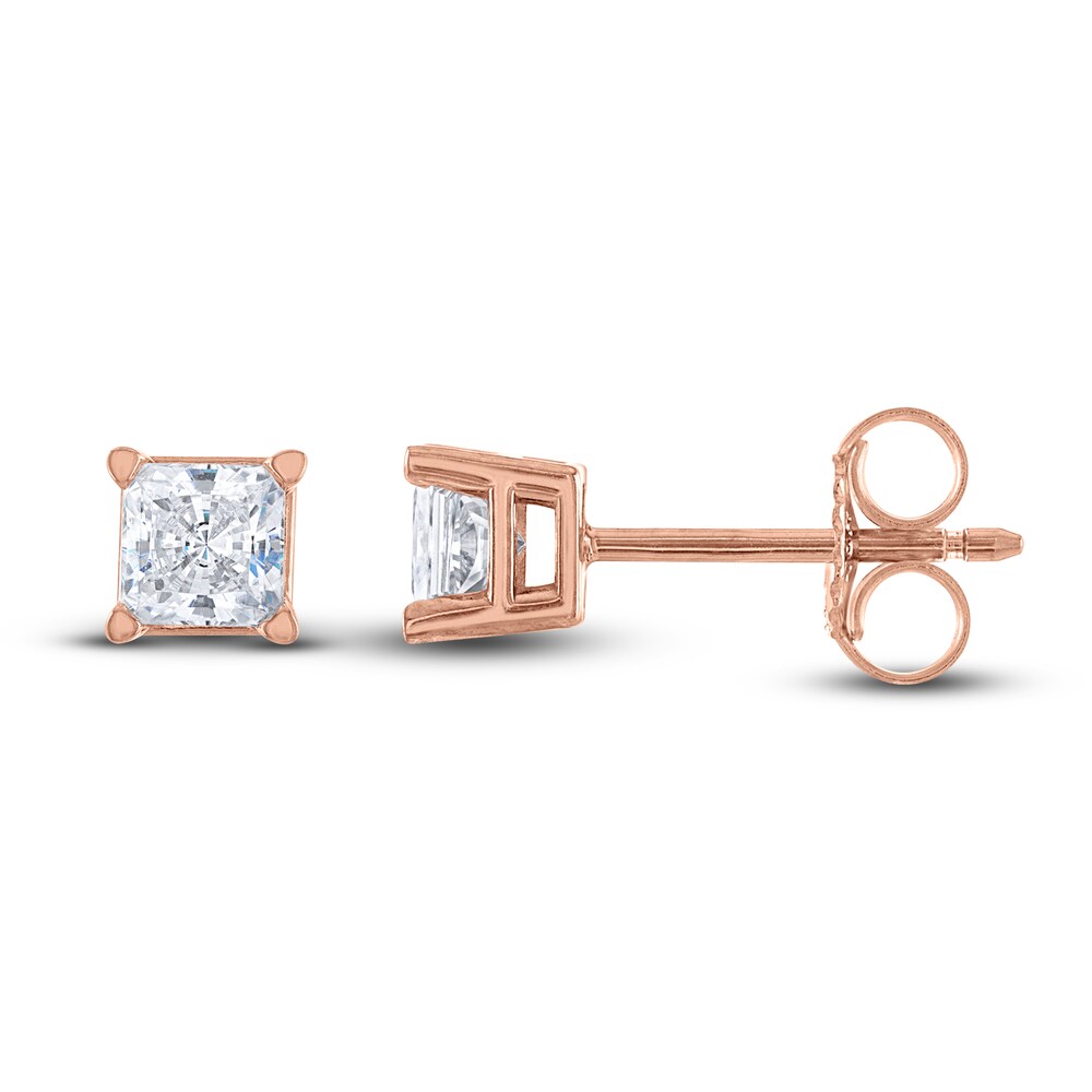 Diamond Solitaire Stud Earrings 1/2 ct tw Princess 14K Rose Gold (I2/I) JU9fn03w