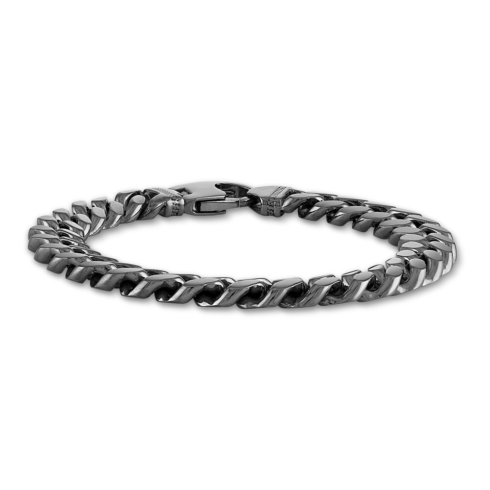 1933 by Esquire Men's Cuban Chain Bracelet Black Ruthenium/Sterling Silver JUbp60rr