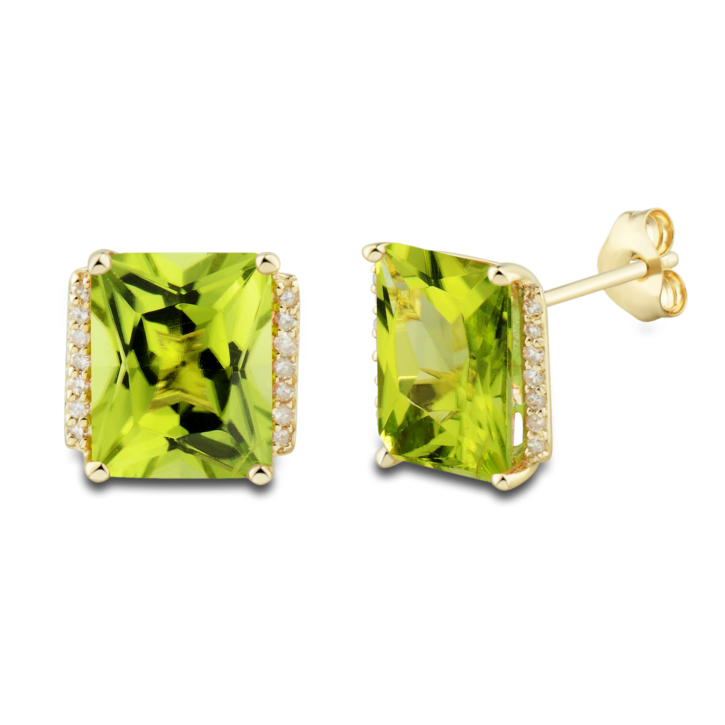 Natural Peridot Ring, Earring & Necklace Set 1/5 ct tw Diamonds 10K Yellow Gold JV8zVT6q