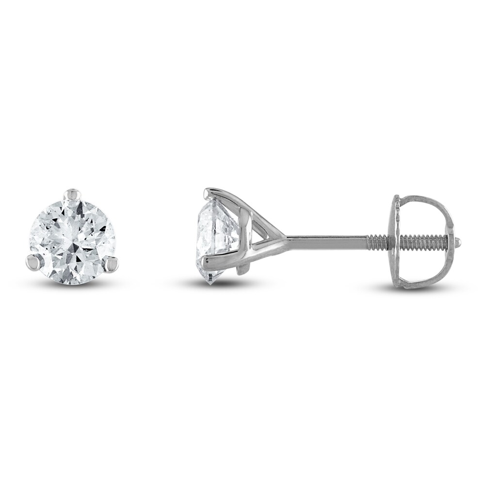 Certified Diamond Solitaire Earrings 3/4 ct tw Round 18K White Gold (SI2/I) JZQYXfiw