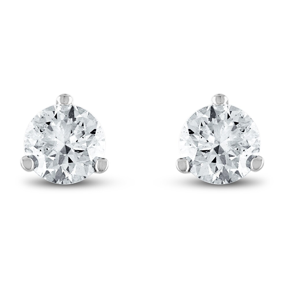 Certified Diamond Solitaire Earrings 3/4 ct tw Round 18K White Gold (SI2/I) JZQYXfiw