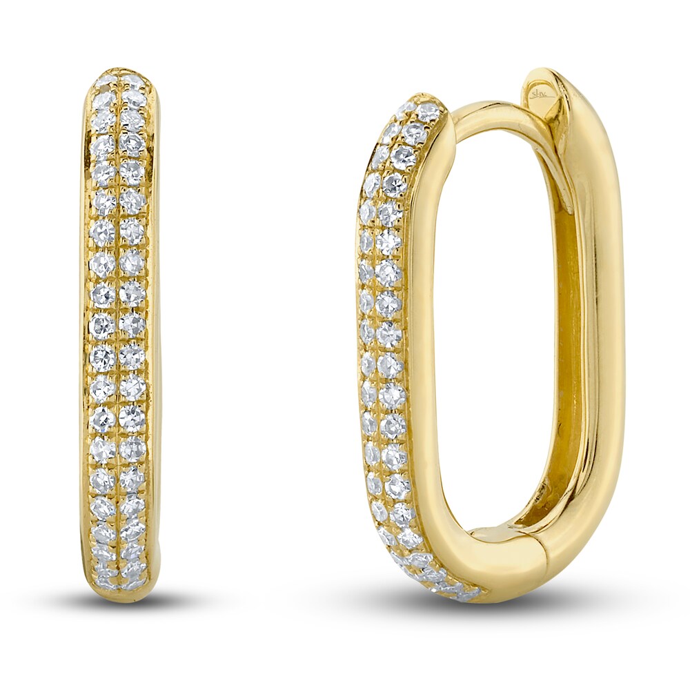 Shy Creation Diamond Hoop Earrings 1/6 ct tw Round 14K Yellow Gold SC55023239H0.65 Ja3zVURa
