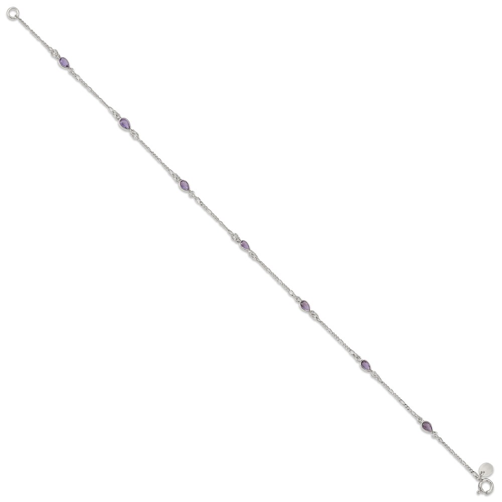 Amethyst Anklet Sterling Silver 9 Length JaWVE3eD