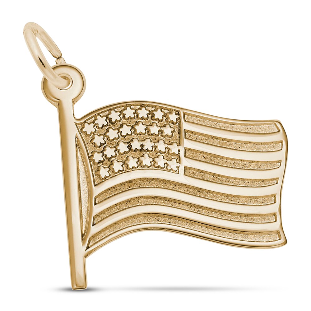 USA Flag Charm 14K Yellow gold JbERxtLn