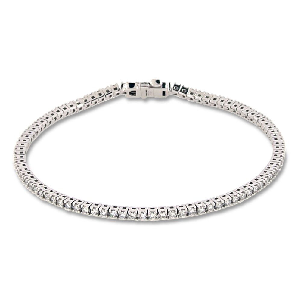 Lab-Created Diamond Tennis Bracelet 1-1/2 ct tw Round 14K White Gold Jid327xC